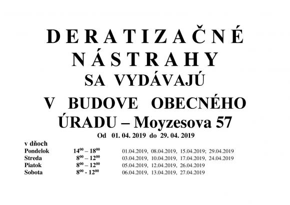 Výdaj deratizačných nástrah apríl 2019 Výdaj deratizačných nástrah apríl 2019